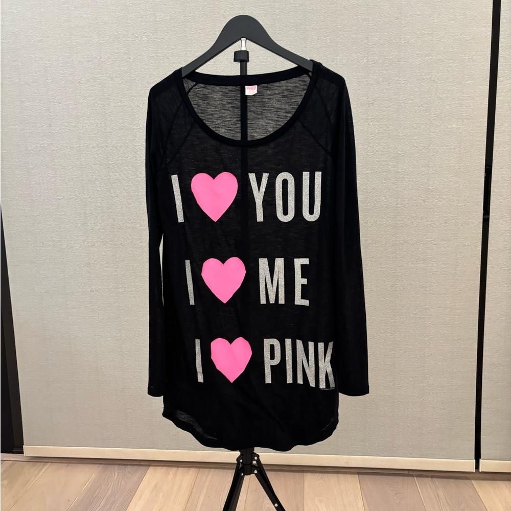 Victoria's Secret Pink Black and Pink Long Sleeve Top
